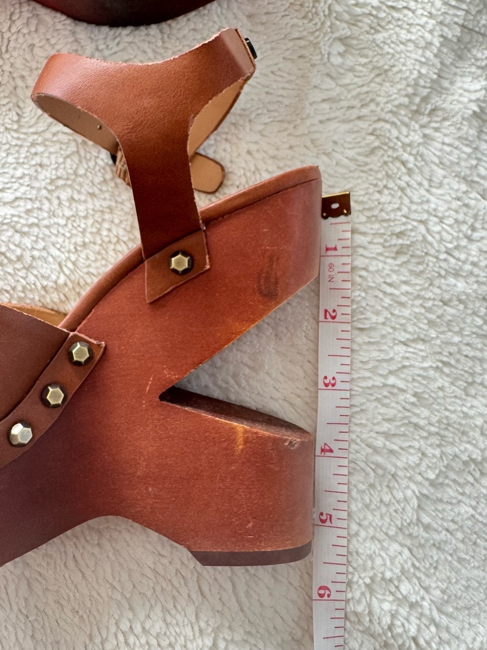 Sam Edelman Circus Wooden Brown Studded Platform Sandals - Picture 6 of 7